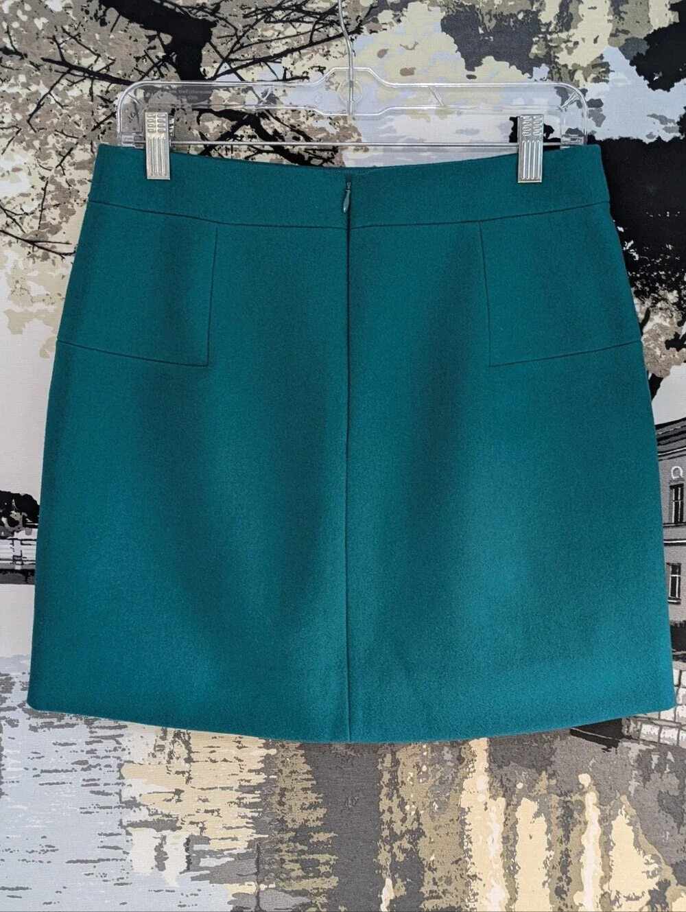 J. Crew Skirt Womens Emerald Green Wool Blend Zip Back Lined Sz 6 Business EUC
